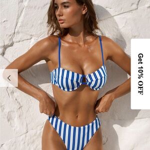 Berlook Blue and White Striped Bikini Set